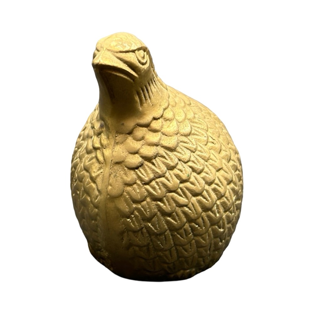 Vintage Gold Cast Metal Quail Partridge Bird‎ Figurine Statue Paperweight 4.5"